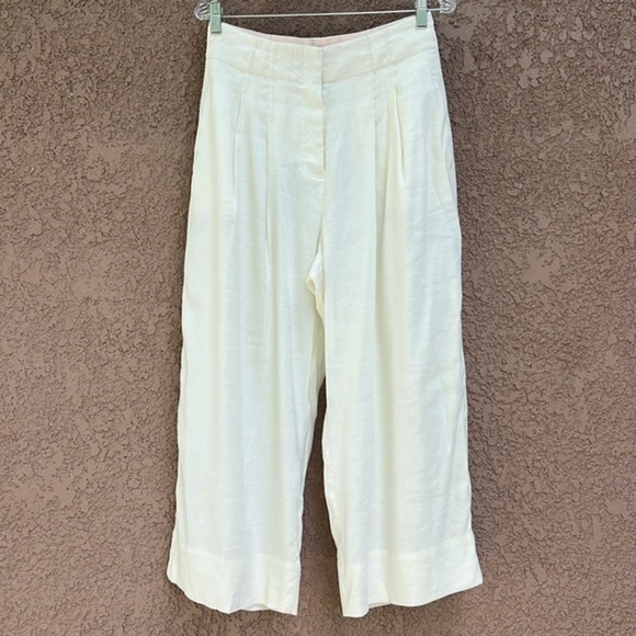 Rebecca Taylor Linen Silk Trouser Pant Sz 8 Womens Front Business Casual Luxury‎ - Picture 1 of 17
